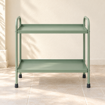 Pavilion Shelf Stand garden scene and product details