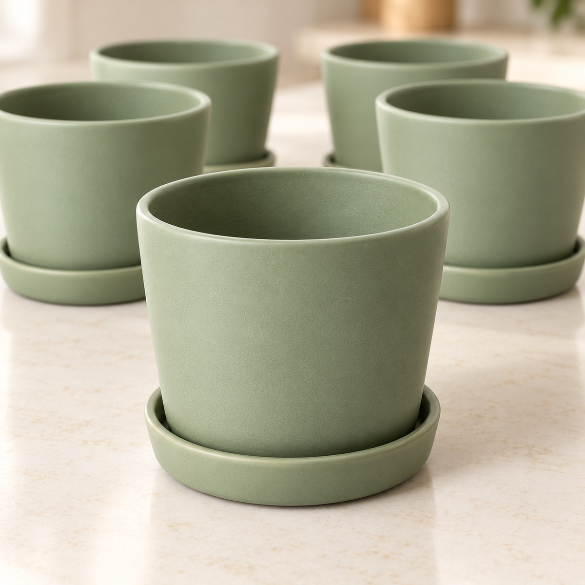 Sage Seedling Pots garden scene and product details
